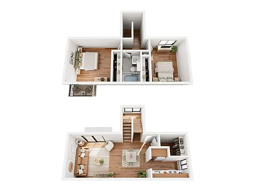 Floor plan 2 Bedroom & 1 Bath
