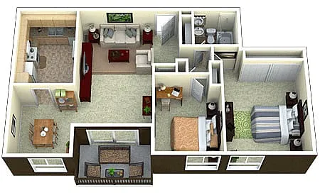 Floor plan 2 Bed 1 Bath