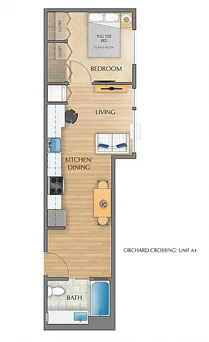 Floor plan 1X1 D
