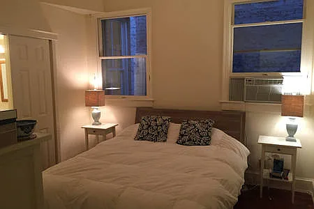 Example of similar bedroom with furniture. Not exact layout.