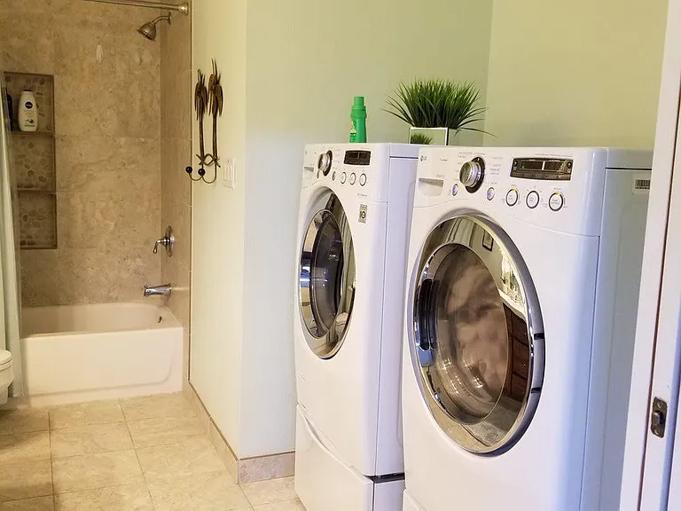 We Got you covered with full on laundry facilities in the guest bathroom. Easy access and easy to use.