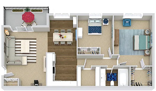 Floor plan The Amelia (2BR / 1BA)