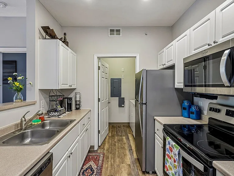 Contemporary kitchen with sleek stainless steel appliances