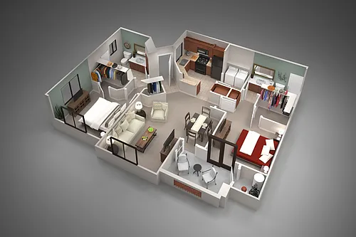 Floor plan Two Bedroom/Two Bath
