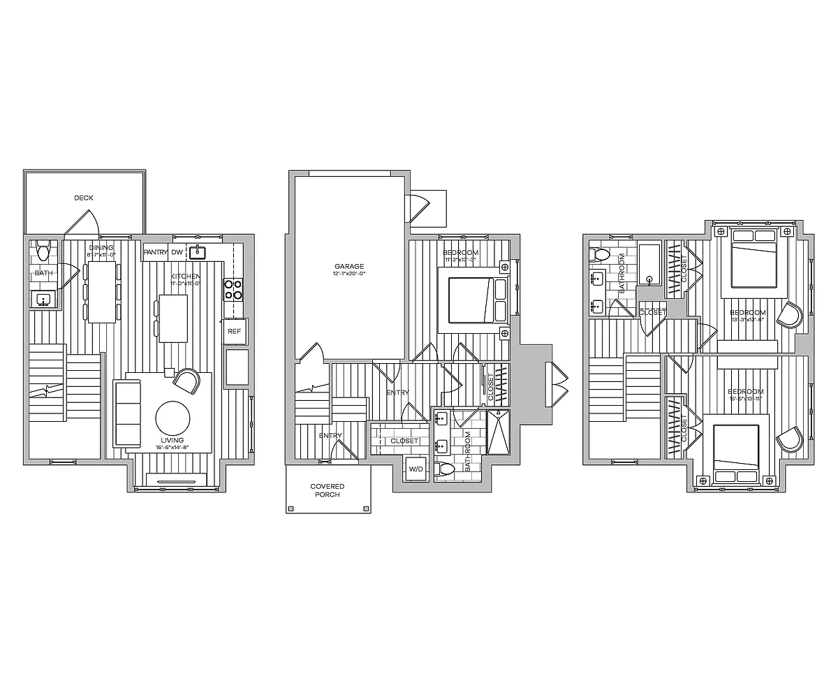 Floor plan 3 Bed Townhome