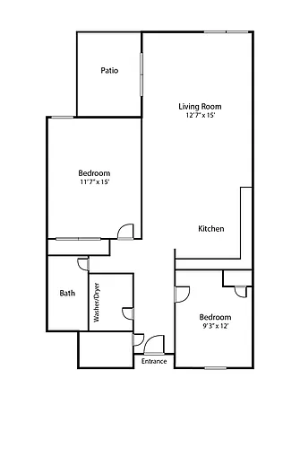 Floor plan 2 Bed / 1 Bath