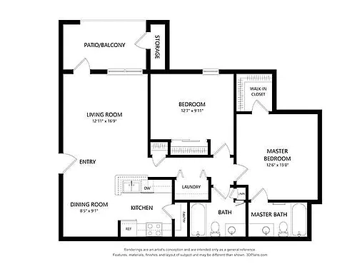 Floor plan Two Bedroom -Upgraded