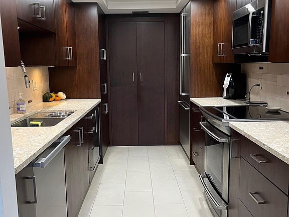 High-end appliances with plenty of storage.