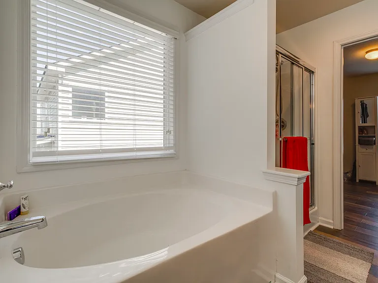 Primary bathroom with soaking tub and walk-in shower