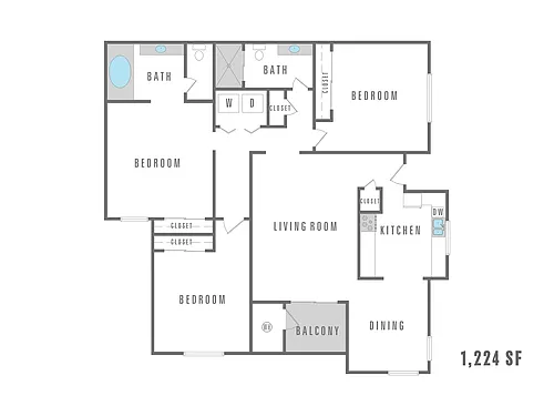 Floor plan 3 Bedroom 2 Bath