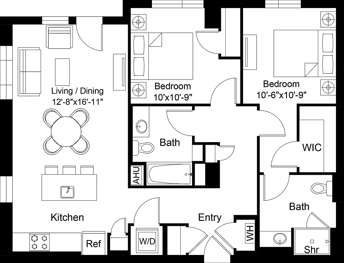 Floor plan 2 Bed/2 Bath-B24