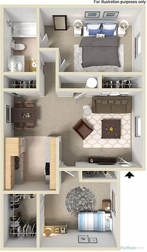 Floor plan 2 Bedroom 1 Bath