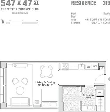 2nd image of 547 W 47th St Room 319