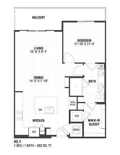 Floor plan 1 Bed/1 Bath