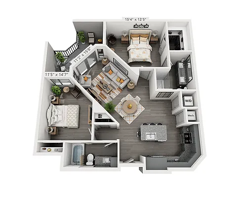 Floor plan Two Bedroom B2I-II