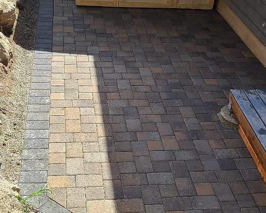 Back patio and storage shed.