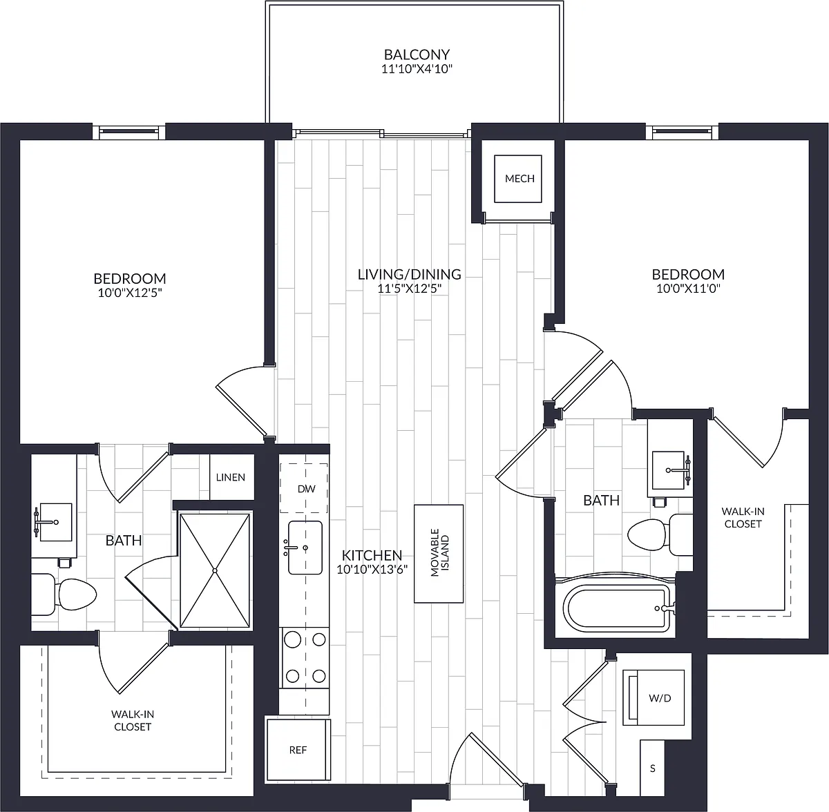 Floor plan 2 Bed/2 Bath-B2-0B