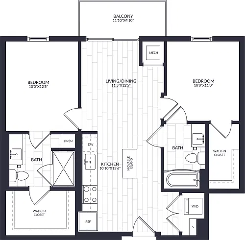 Floor plan 2 Bed/2 Bath-B2-0B
