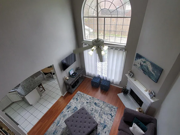 Living room with high ceiling