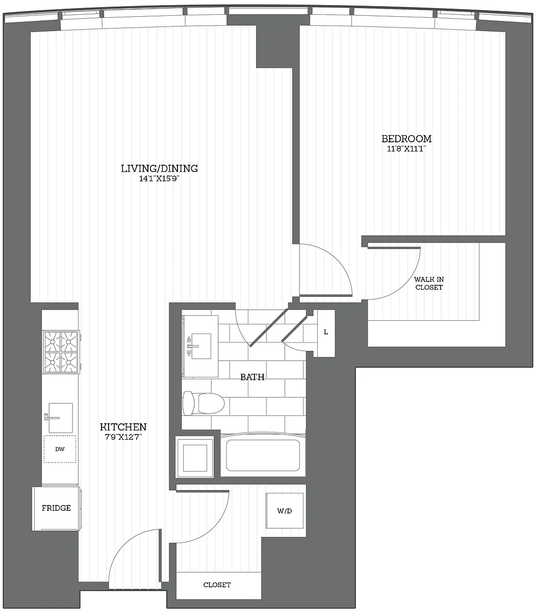 Floor plan 1 Bed/1 Bath C1