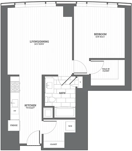 Floor plan 1 Bed/1 Bath C1