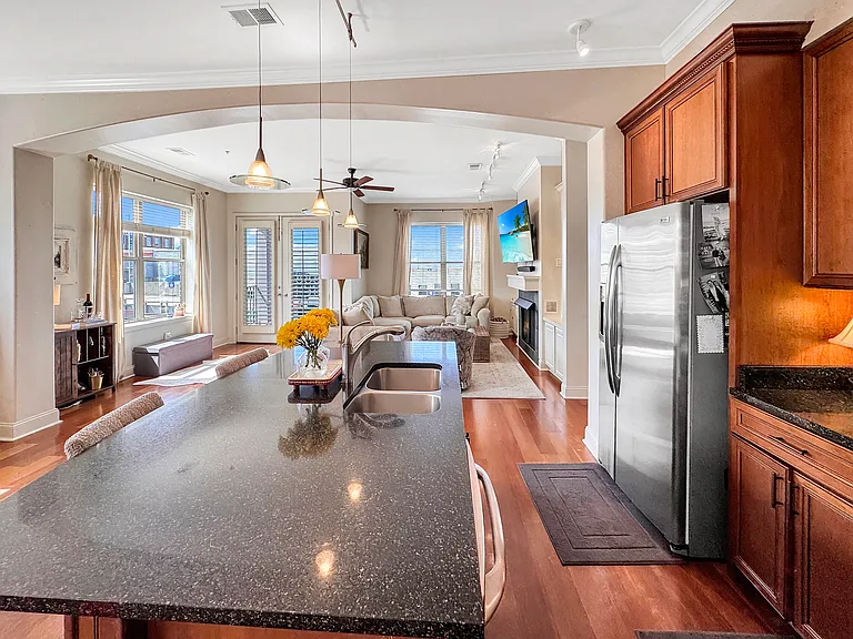 Open concept kitchen and living area