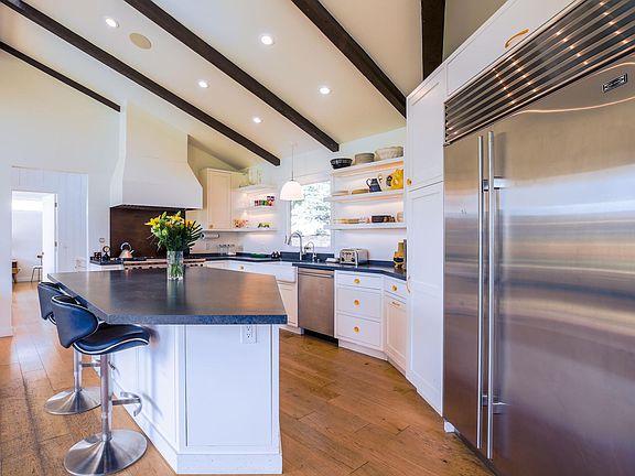 Beautiful chef's kitchen with side-by-side Sub Zero refrigerator, ultra-quiet Bosch dishwasher and water purifier.