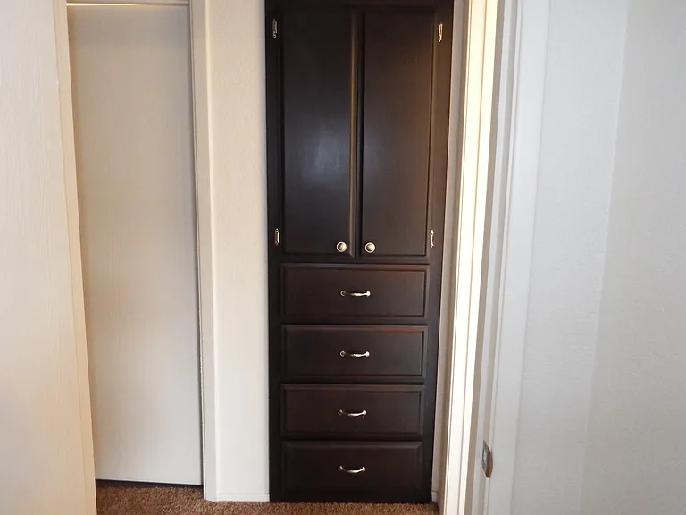 Upstairs linen storage.