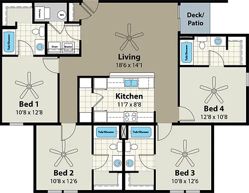 Floor plan 4 Bdrm Flat