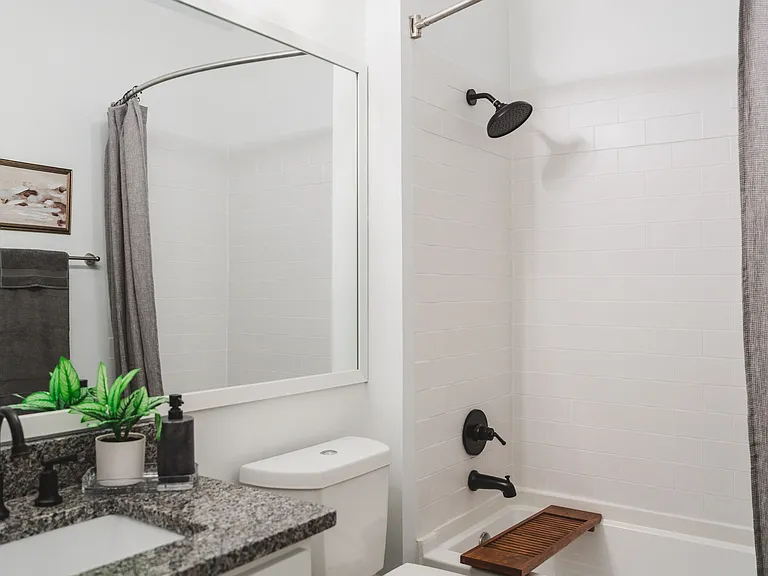 Serene bathroom with spa-like soaking tub