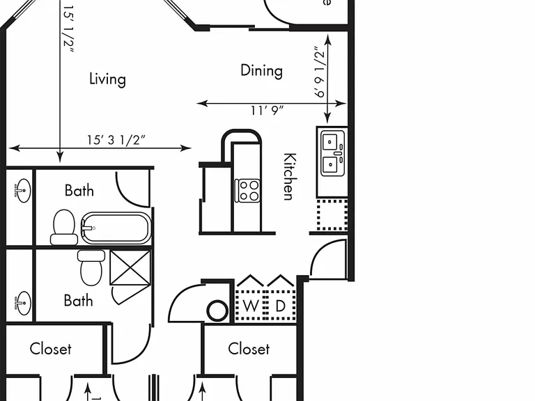 2 bedroom, 2 bath