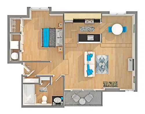 Floor plan 1 BR x 1 BA - C