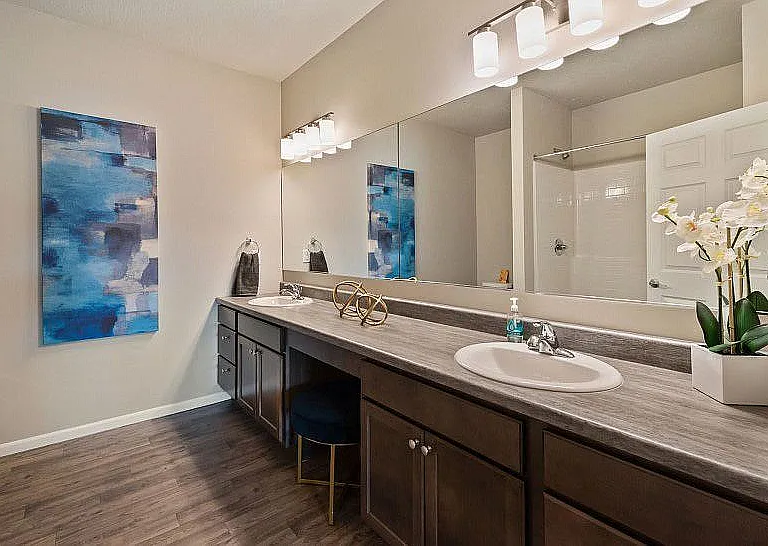 Large, double sink vanities are available in select homes.