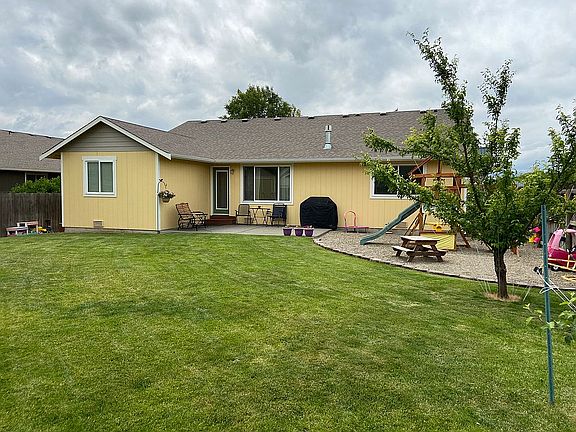 Back patio, and lawn.