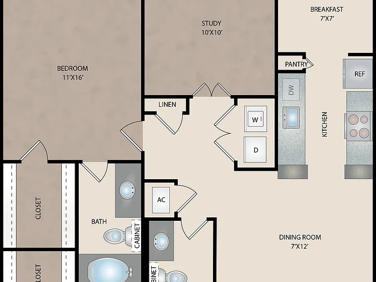Reserve at Garden Oaks - B3 STUDY - 2 Beds - 2 Baths - 1108 Sq. ft.