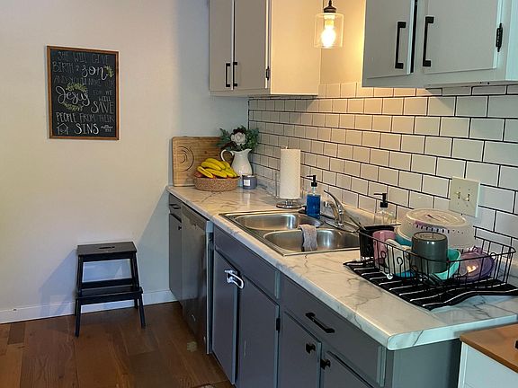 Kitchen through dinning area