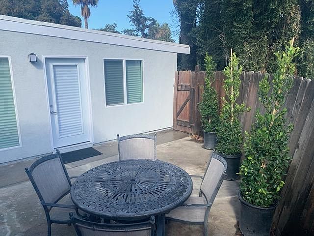Main entrance with private patio.