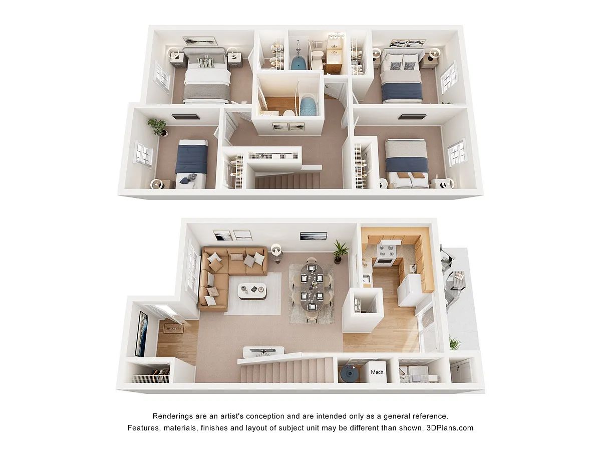 Floor plan Four Bedroom Townhome