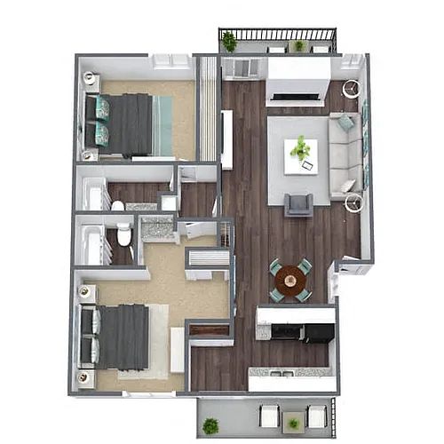 Floor plan B3: 2 Bed 2 Bath
