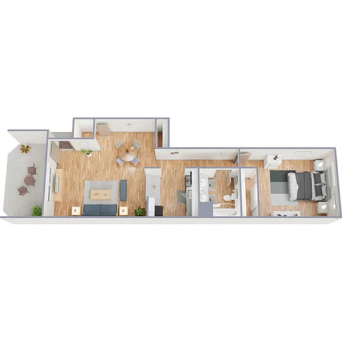 Floor plan B - 1 Bed 1 Bath