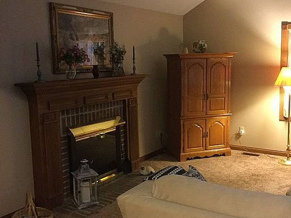Brick fireplace , gas logs