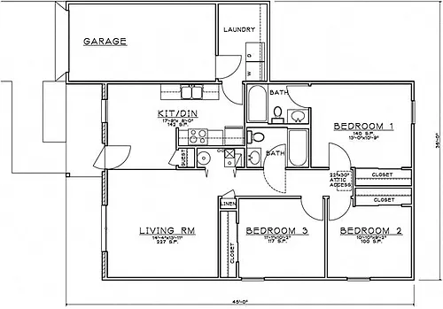 Floor plan 3 Bedroom Ranch House