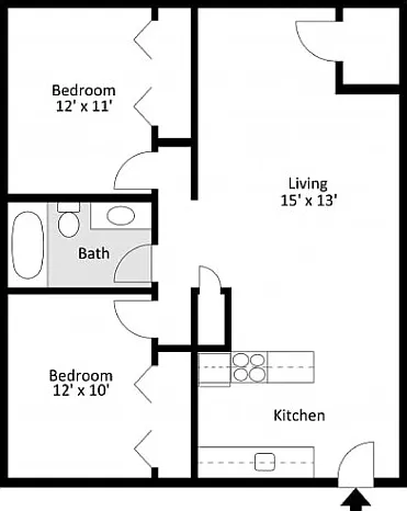 Markwood 2 Bedroom 1.5 Bath 2D Markwood 2 Bedroom 1.5 Bath 2D