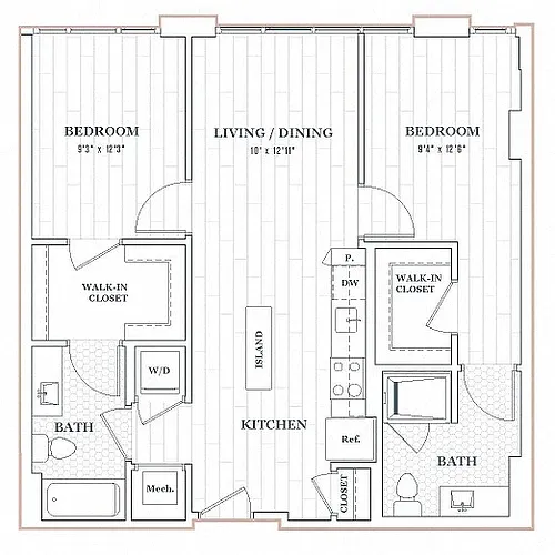 Floor plan 2 Bedroom - 2 Bath | b08