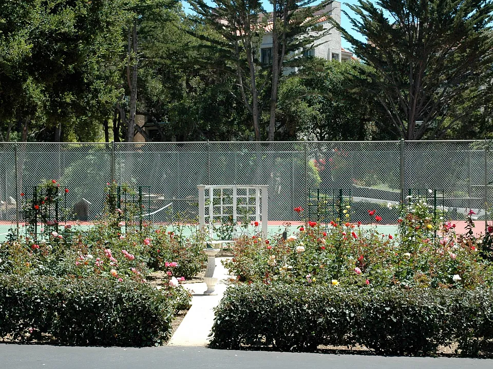 rose gsrden and tennis court 