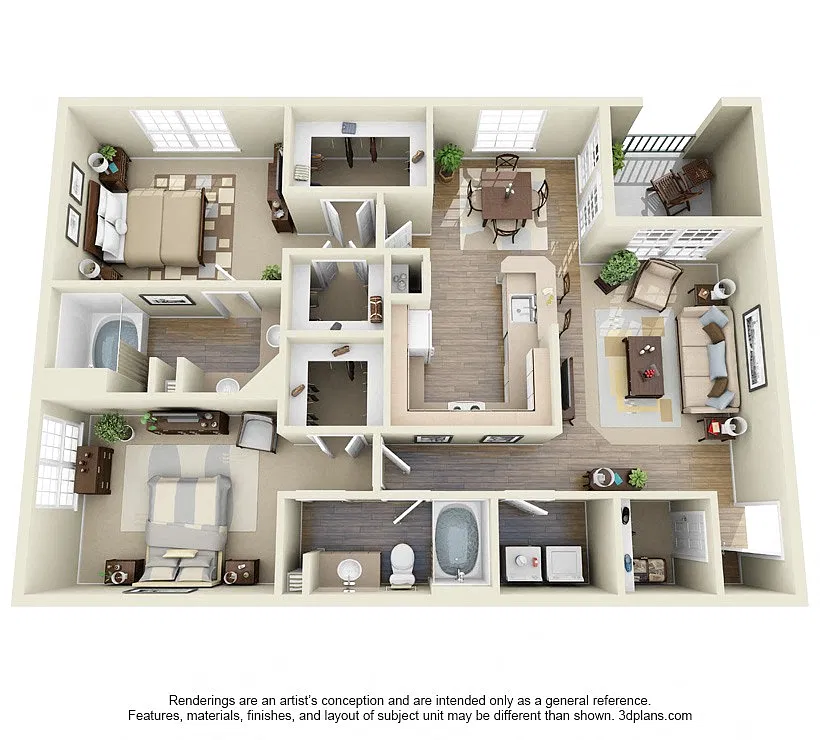 Floor plan 2 Bed x 2 Bath XLG