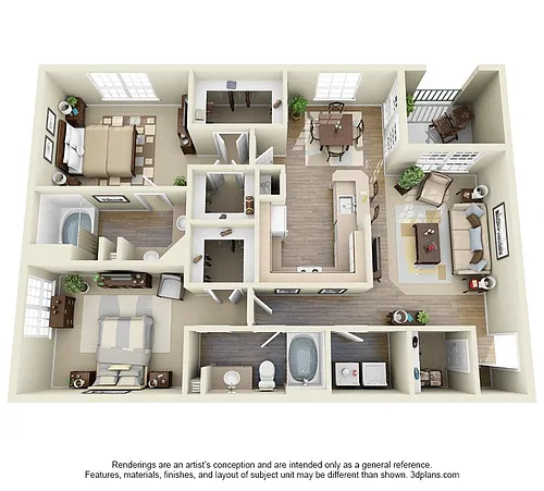 Floor plan 2 Bed x 2 Bath XLG