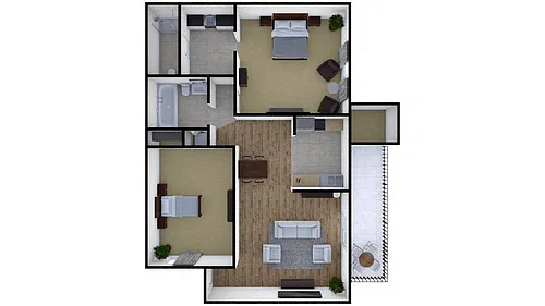 Floor plan Two Bedroom Two Bath