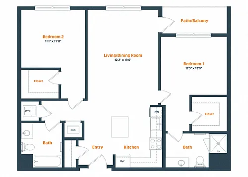Floor plan B5 | 2 Bed | 2 Bath