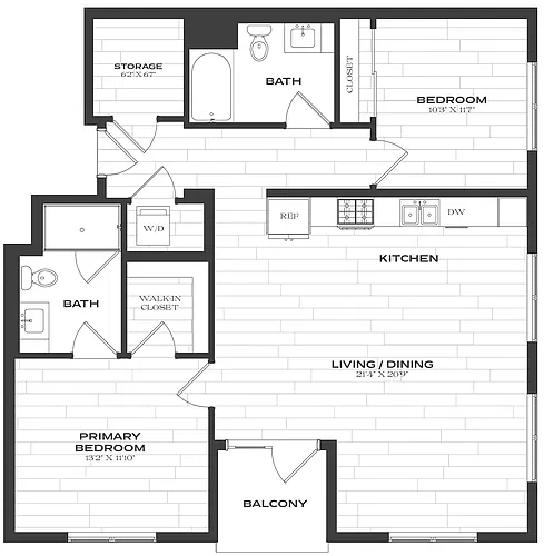 Floor plan 2 Bed/2 Bath-B4a